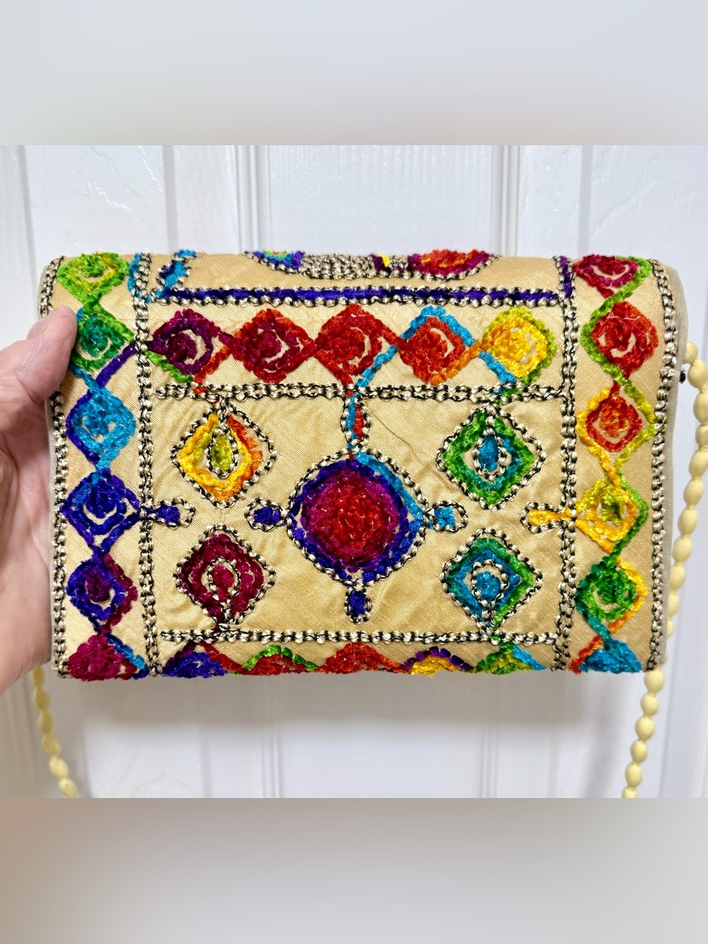 Hand-Embroidered Multicolor Envelope Clutch - Picture 5 of 6